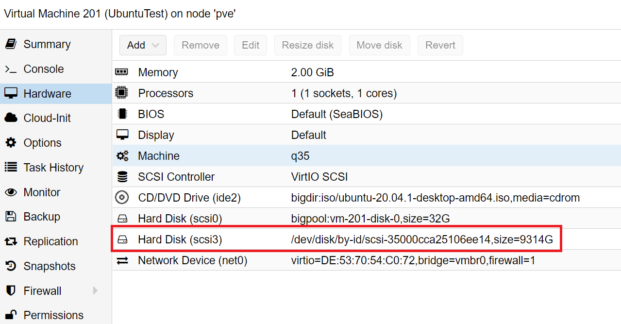 Proxmox HDD Passthrough to a VM